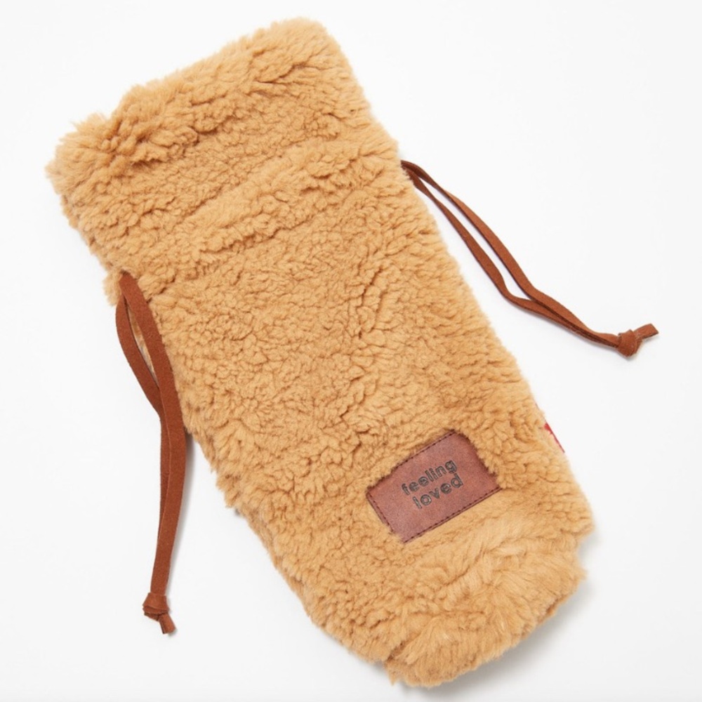 Peace Love World Faux Fur Drawstring Wine Bag- BNWT